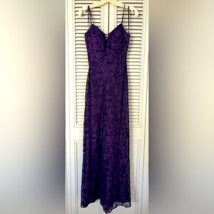 Betsy & Adam Spaghetti Strap Beaded Slip Gown